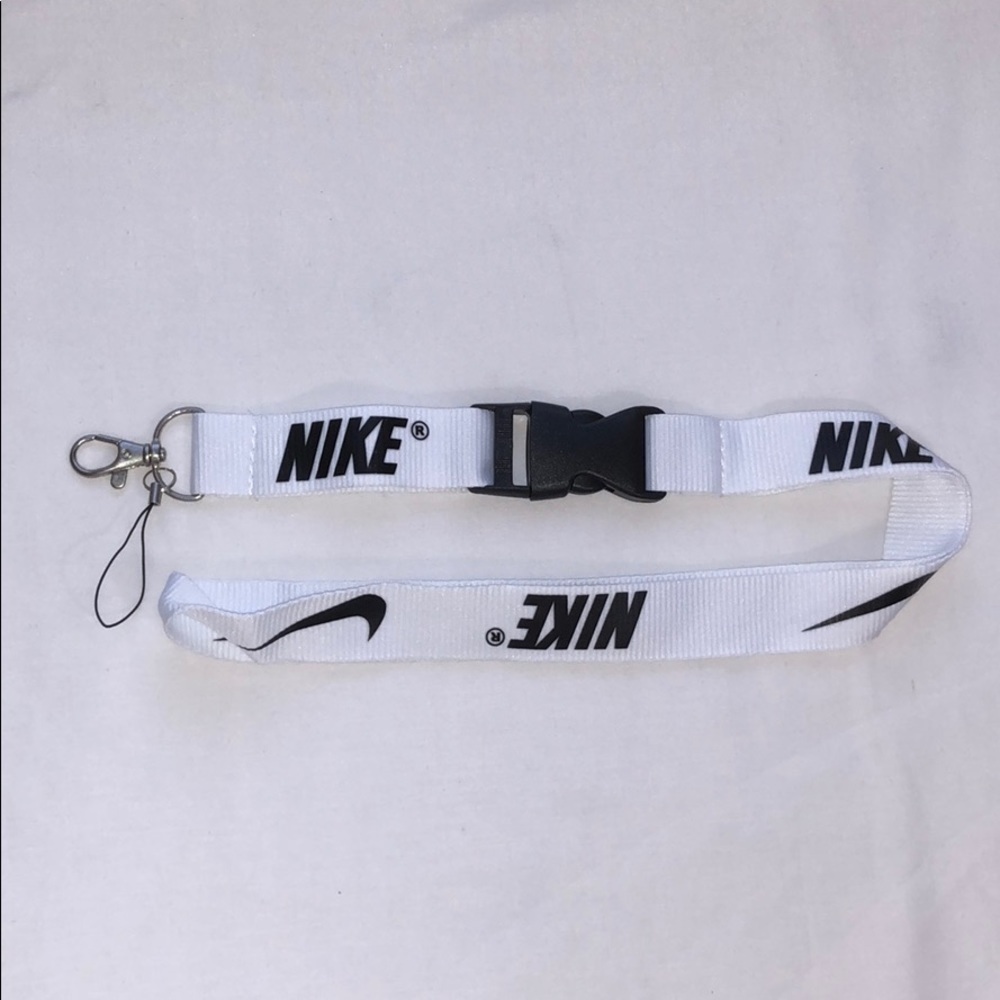 New Nike White and Black Lanyard ID Badge Keychain